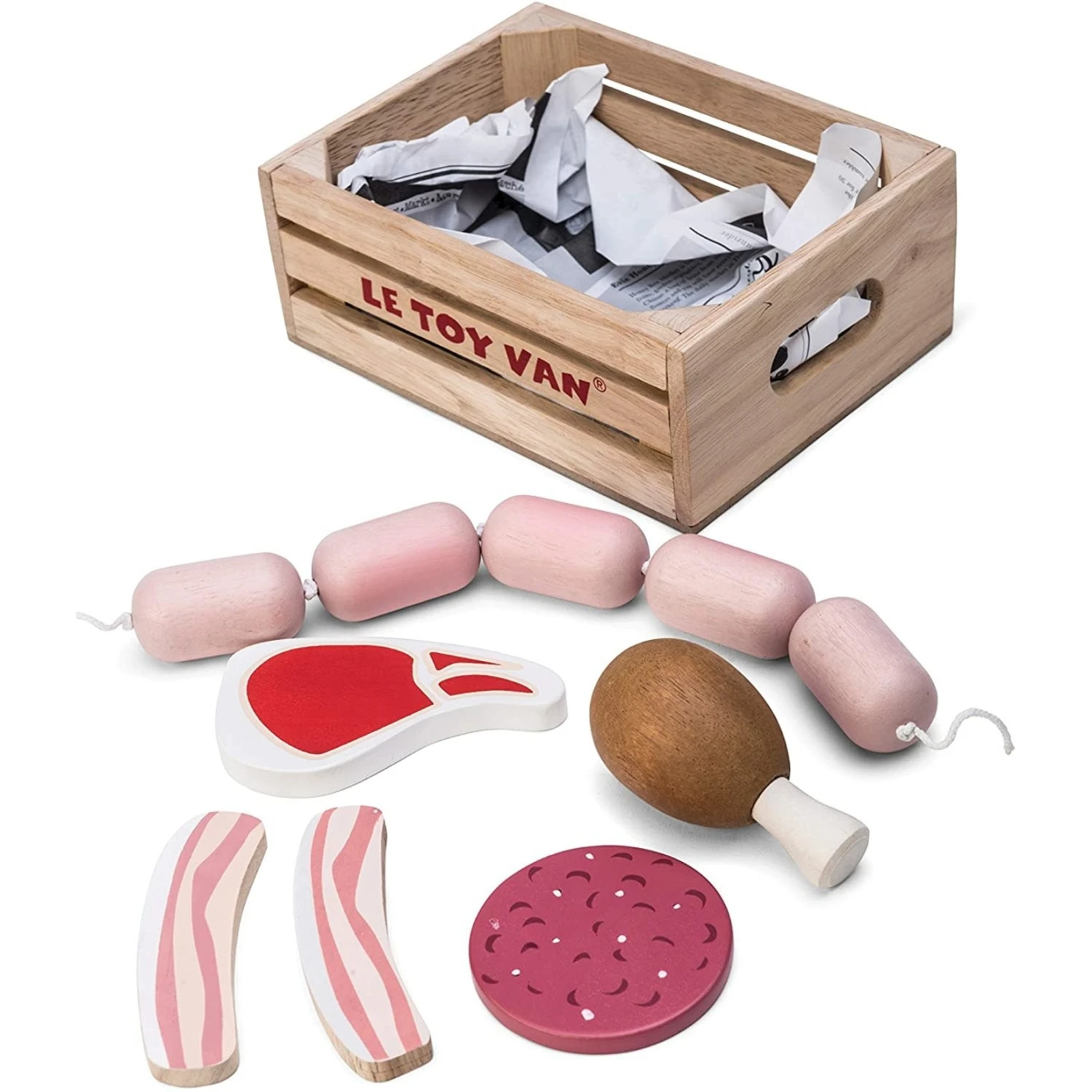 Le Toy Van Wooden Crate Of Meat - Honeybee Market 4 Le Toy Van Wooden Crate Of Meat - Honeybee Market - Image 2