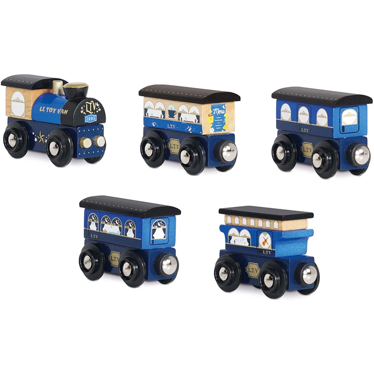 Le Toy Van Wooden Twilight Train (Blue) 5 Le Toy Van Wooden Twilight Train (Blue) - Image 3